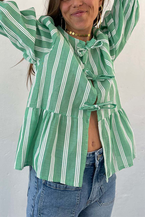 Nonnadress Drawstring Loose Patchwork Pleated Shirt
