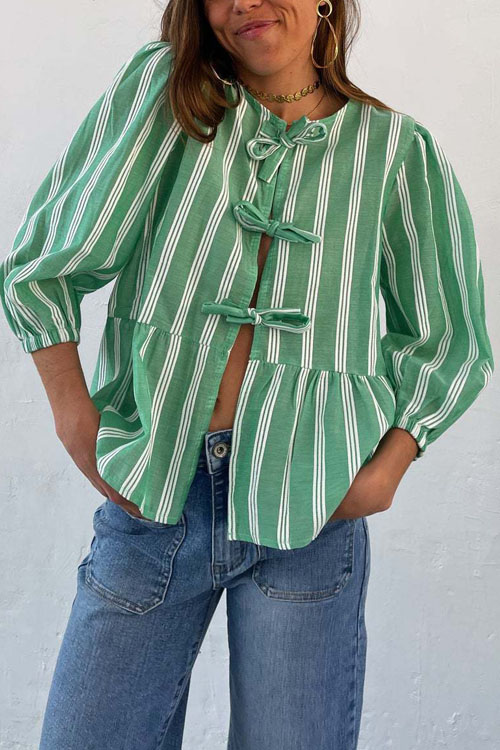 Nonnadress Drawstring Loose Patchwork Pleated Shirt