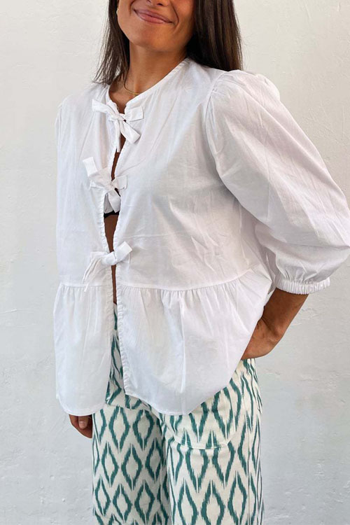 Nonnadress Drawstring Loose Patchwork Pleated Shirt