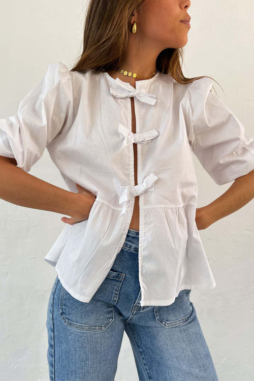 Nonnadress Drawstring Loose Patchwork Pleated Shirt