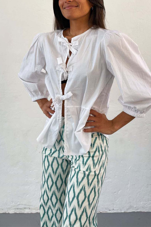 Nonnadress Drawstring Loose Patchwork Pleated Shirt