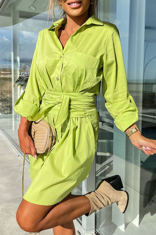 Nonnadress Utility Roll-up Sleeve Shirt Dress