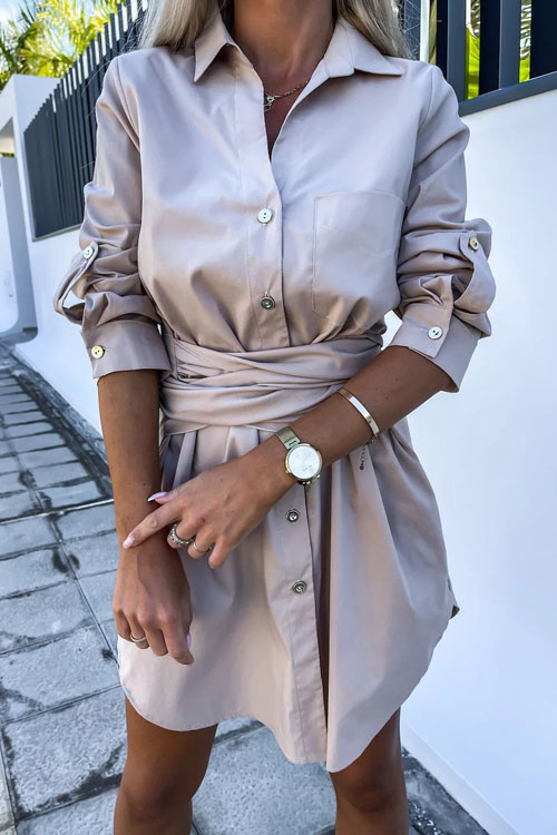 Nonnadress Utility Roll-up Sleeve Shirt Dress