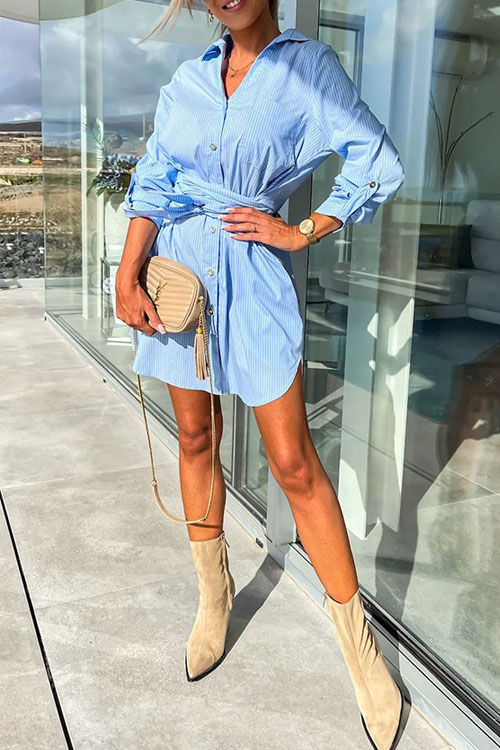 Nonnadress Utility Roll-up Sleeve Shirt Dress