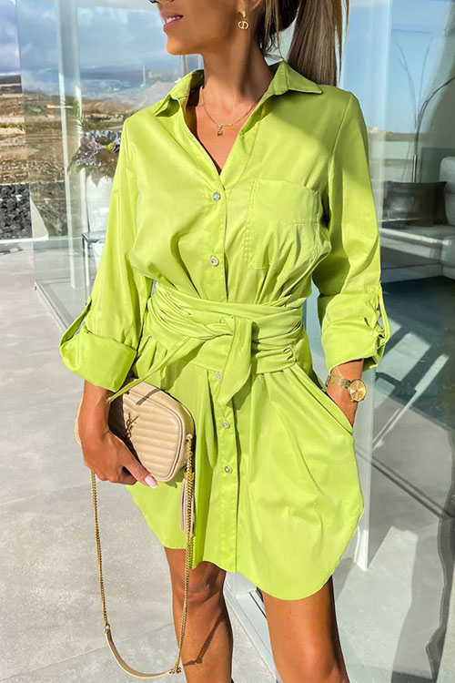 Nonnadress Utility Roll-up Sleeve Shirt Dress