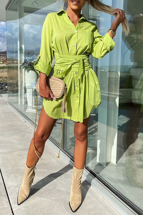 Nonnadress Utility Roll-up Sleeve Shirt Dress