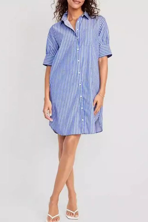 Nonnadress Striped Pocket Casual Dress