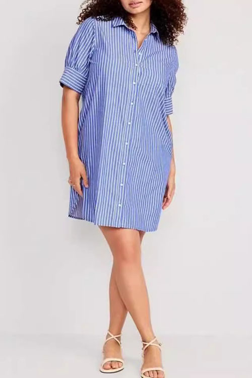 Nonnadress Striped Pocket Casual Dress