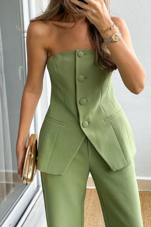 Nonnadress Fashionable Suit Buttoned Bandeau Set