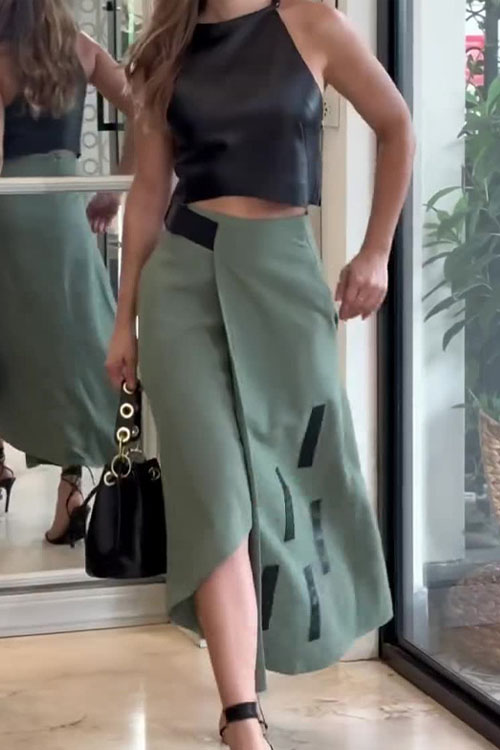 Nonnadress Stylish Halter Top and Half Skirt Two-piece Set