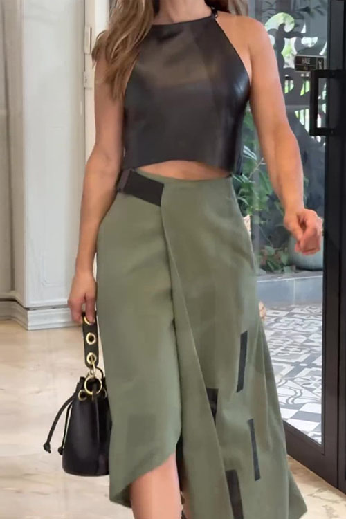 Nonnadress Stylish Halter Top and Half Skirt Two-piece Set