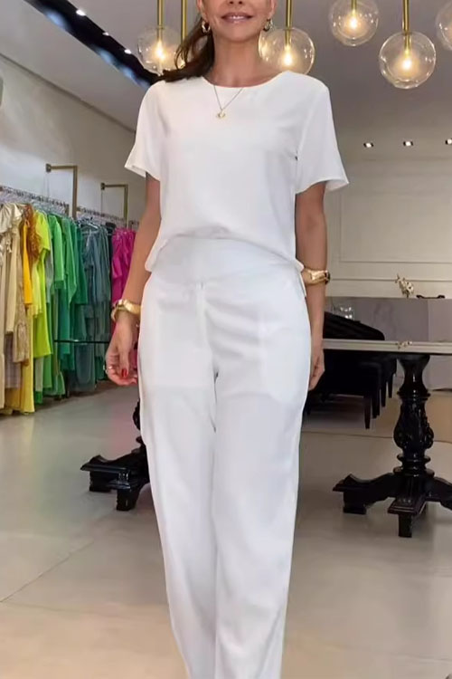 Nonnadress Loose-fitting Round-neck Top & Wide-leg Pants Two-piece Set