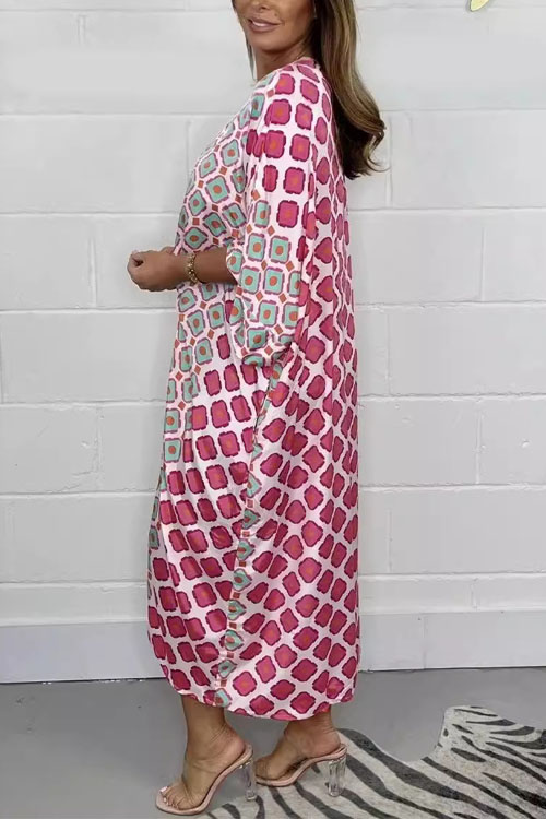 Nonnadress V-neck Loose Geometric Printed Dress