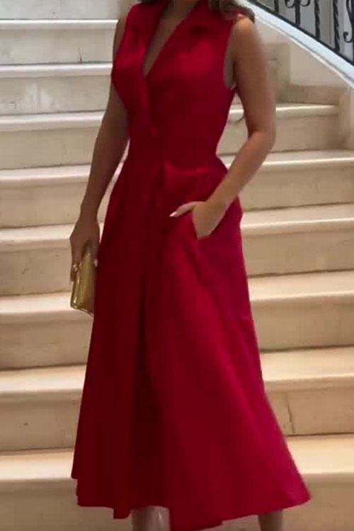 Nonnadress Solid Color Ruffle Sleeveless Dress