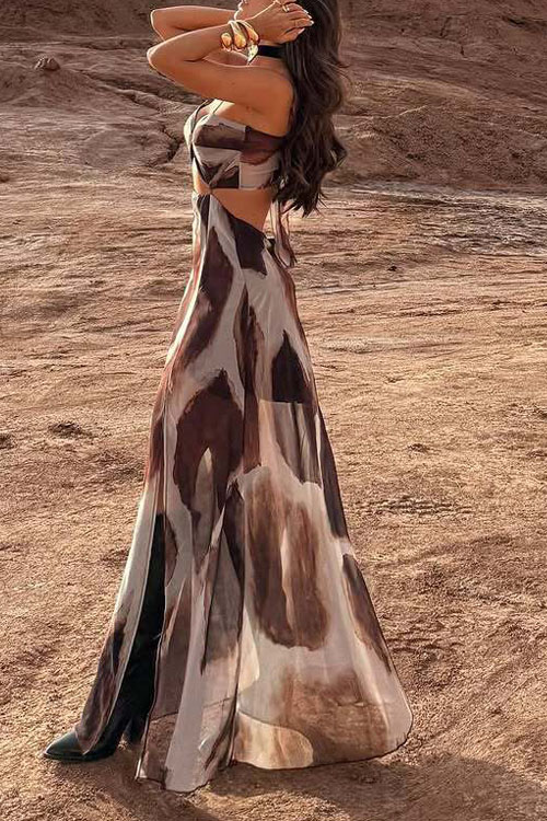 Nonnadress Tie-dye suspender sleeveless flowing holiday maxi dress