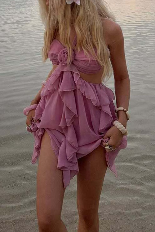 Nonnadress Lace Fashion Pleated Beach Vacation Mini Skirt