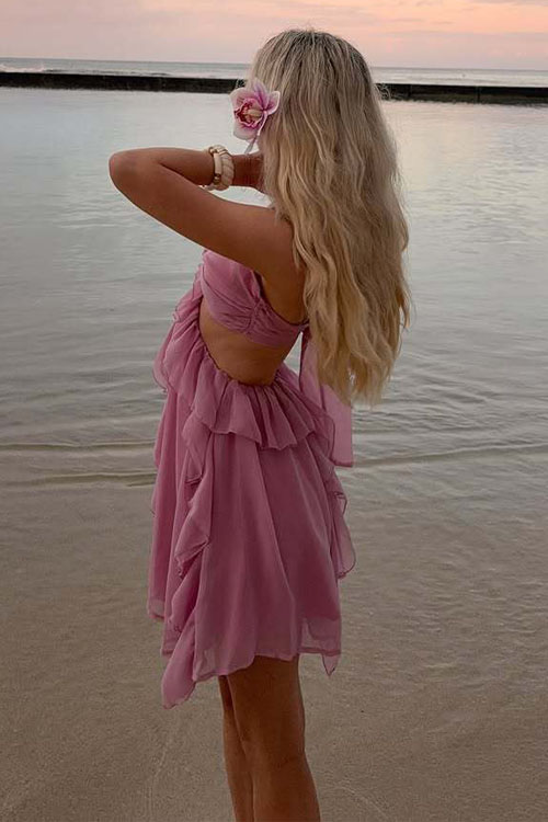 Nonnadress Lace Fashion Pleated Beach Vacation Mini Skirt