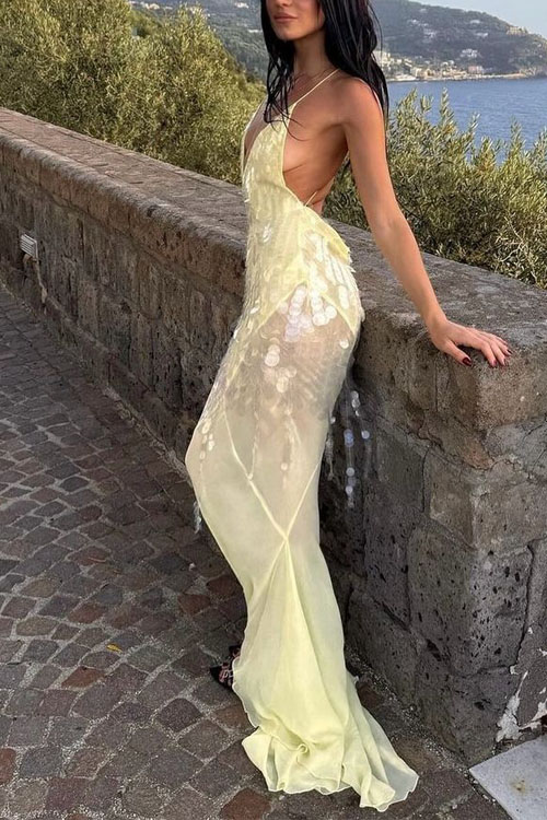 Nonnadress Backless fitted sequined mermaid dress