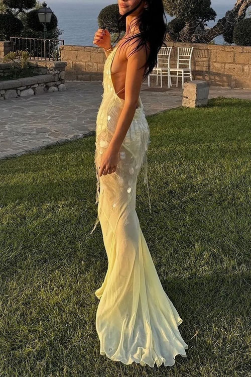 Nonnadress Backless fitted sequined mermaid dress