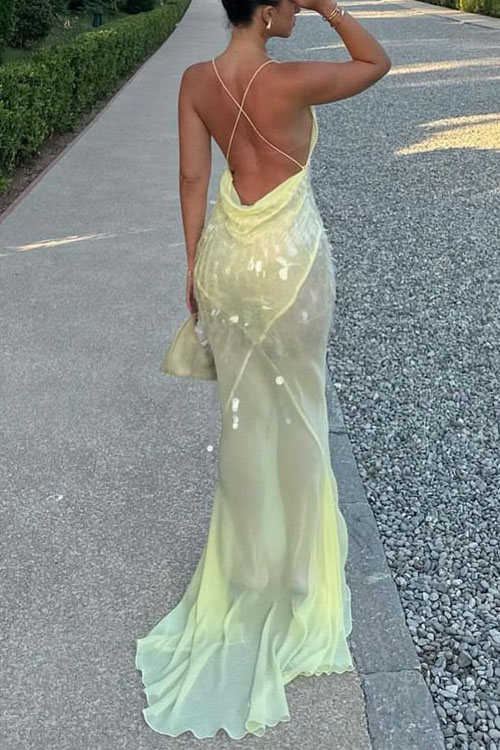 Nonnadress Backless fitted sequined mermaid dress