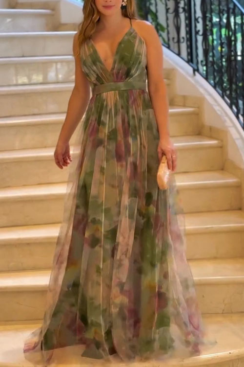 Nonnadress Mesh Printed Sling Dress