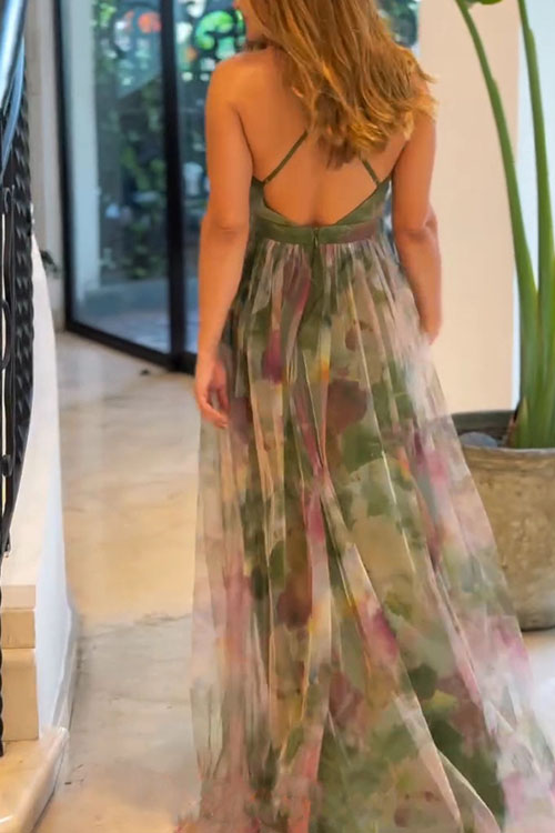 Nonnadress Mesh Printed Sling Dress