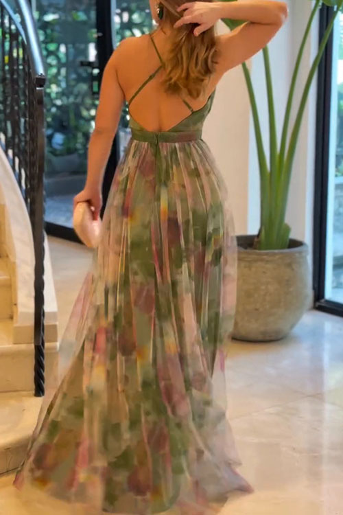 Nonnadress Mesh Printed Sling Dress