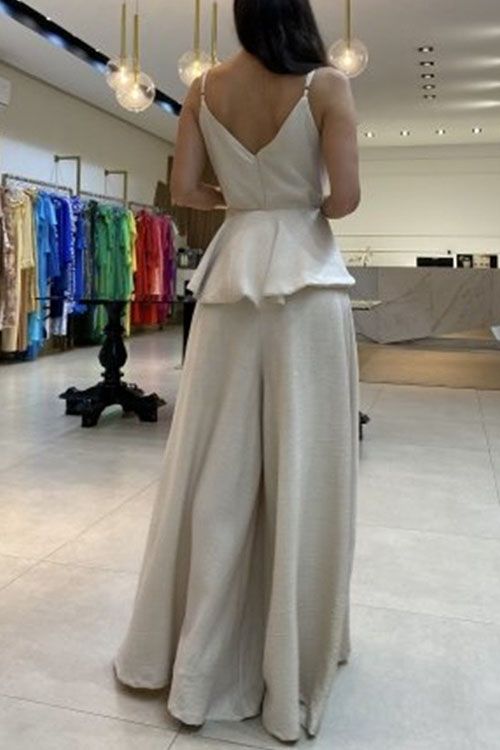 Nonnadress Solid  all-match sleeveless suspender  jumpsuit