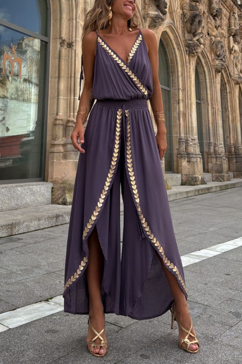 Nonnadress Gold Web Trim Waist Jumpsuit
