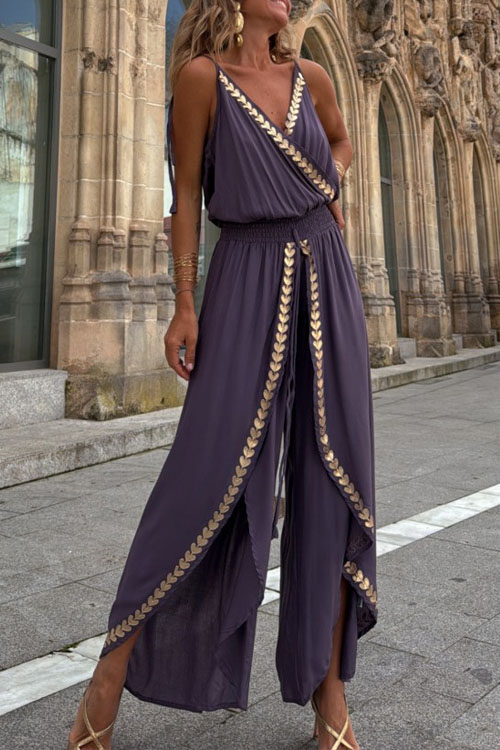 Nonnadress Gold Web Trim Waist Jumpsuit