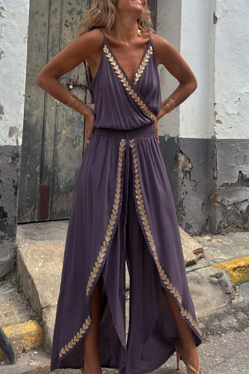 Nonnadress Gold Web Trim Waist Jumpsuit