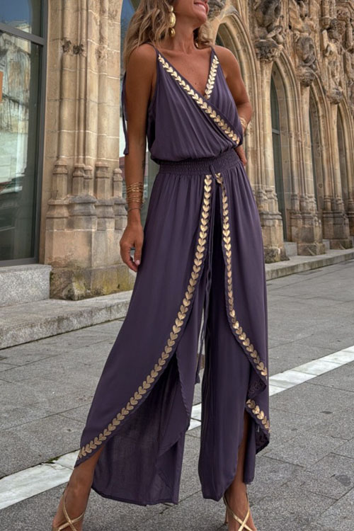 Nonnadress Gold Web Trim Waist Jumpsuit