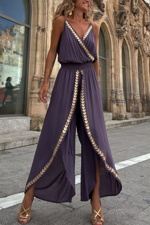 Nonnadress Gold Web Trim Waist Jumpsuit