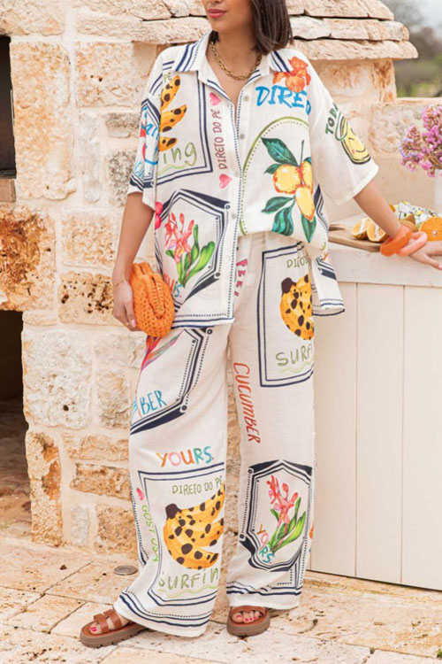 Nonnadress Graffiti print shirt and wide-leg pants set