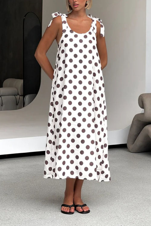 Nonnadress Polka dot print loose temperament A-line suspender dress