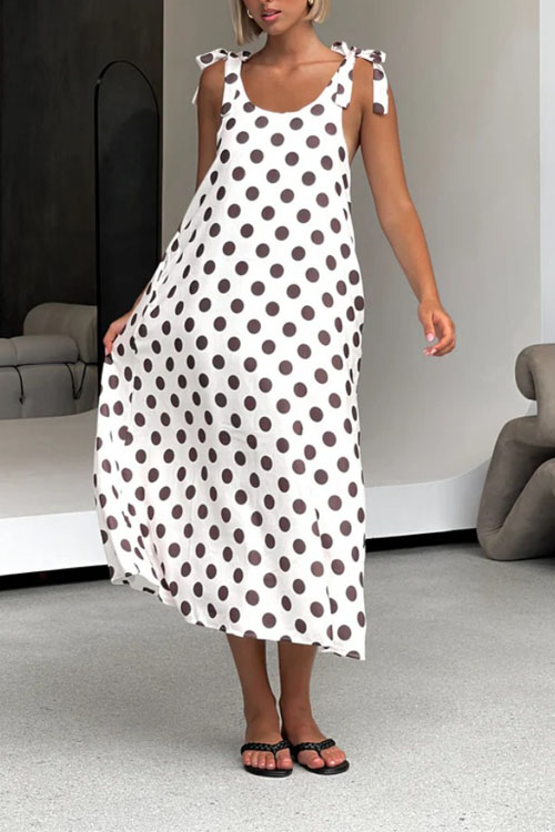 Nonnadress Polka dot print loose temperament A-line suspender dress