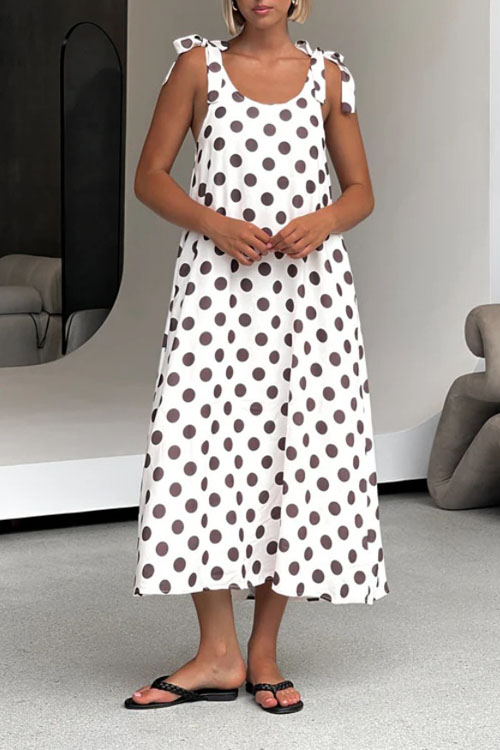 Nonnadress Polka dot print loose temperament A-line suspender dress