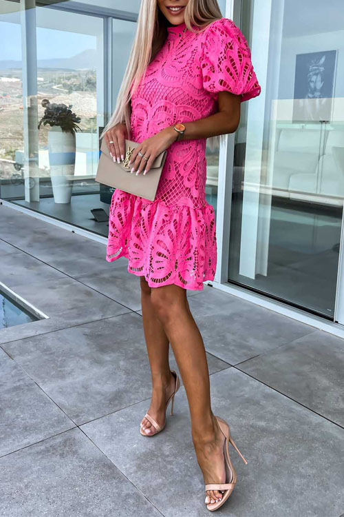 Nonnadress Hollowed-out Lace Floral Dress