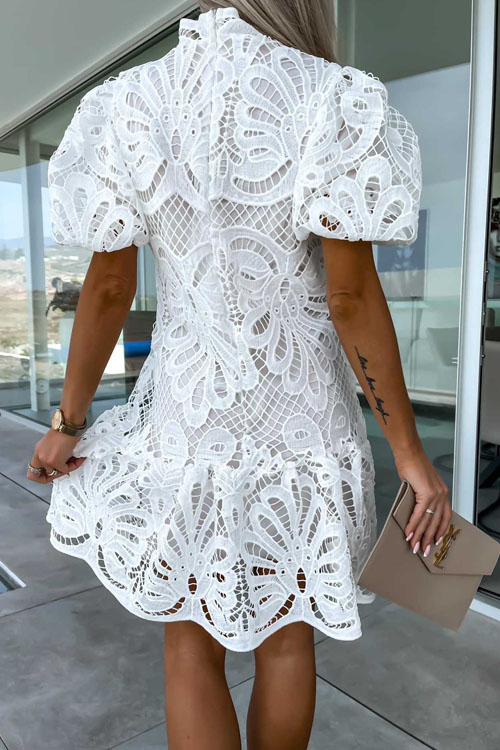 Nonnadress Hollowed-out Lace Floral Dress