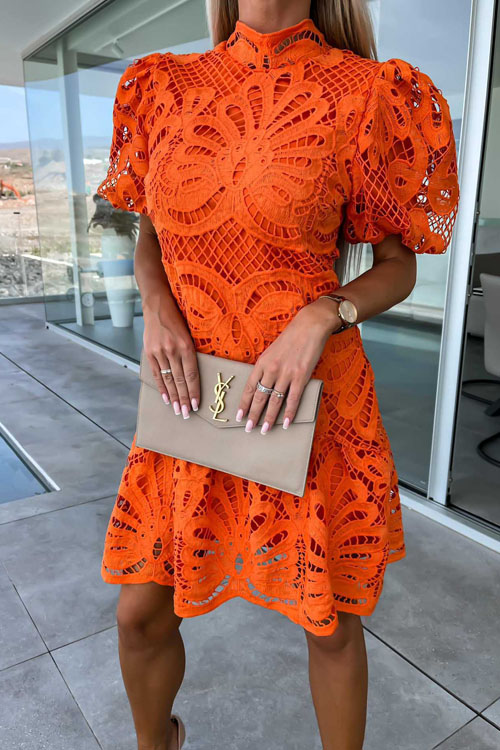 Nonnadress Hollowed-out Lace Floral Dress