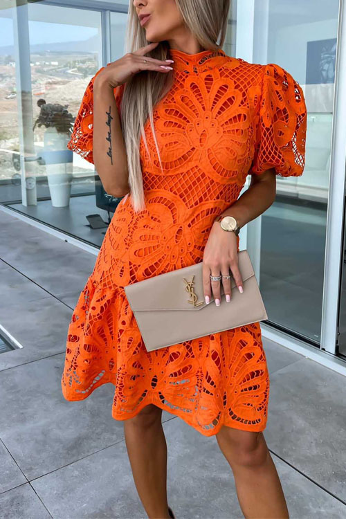 Nonnadress Hollowed-out Lace Floral Dress