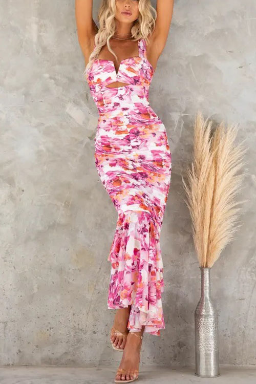 Nonnadress Printed Sling Slim Fit Dress