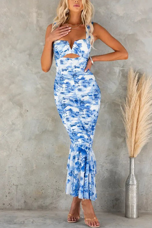 Nonnadress Printed Sling Slim Fit Dress