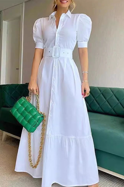 Nonnadress Striped Short Sleeve Belted Swing Dress