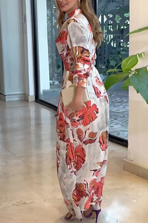 Nonnadress Floral Deep V-neck Bodycon Maxi Dress