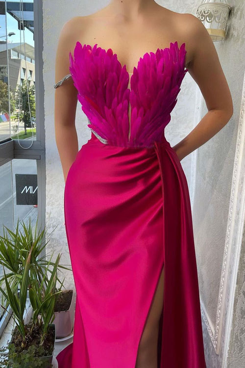 Princess Feather Large Swing Split Party Dress