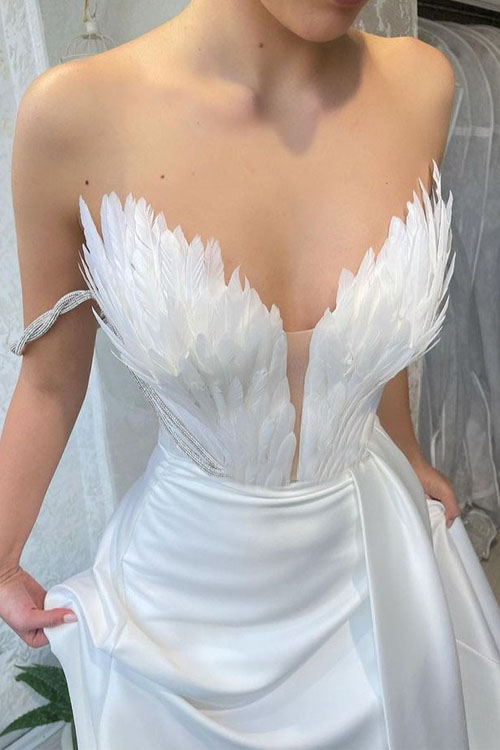 Princess Feather Large Swing Split Party Dress