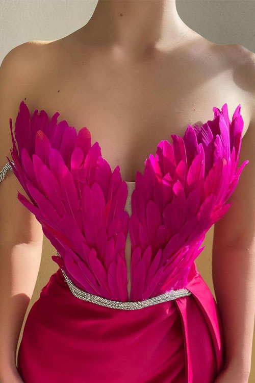 Princess Feather Large Swing Split Party Dress