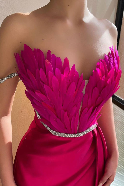 Princess Feather Large Swing Split Party Dress