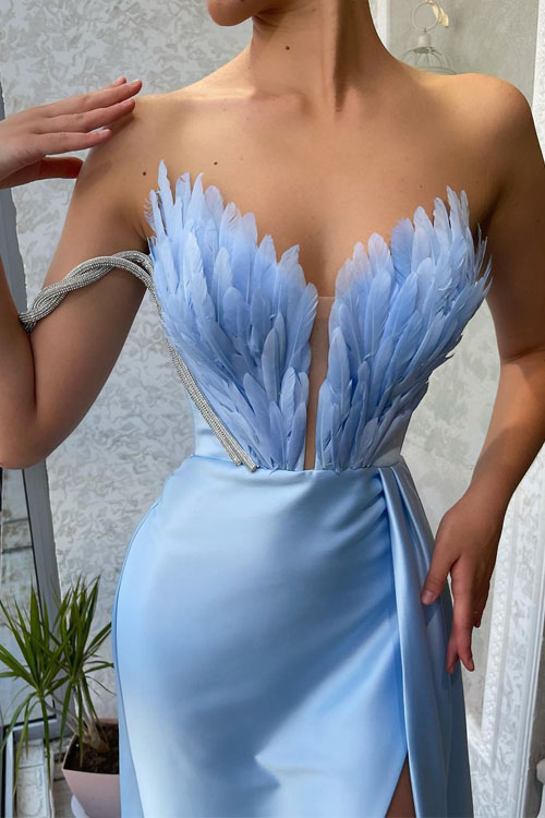 Princess Feather Large Swing Split Party Dress